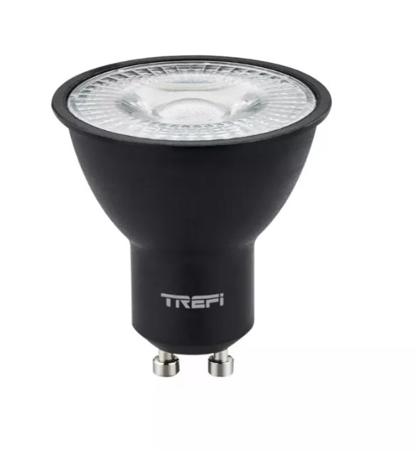 LAMPARA GU10 7W 38 3000K NEGRA TREFI